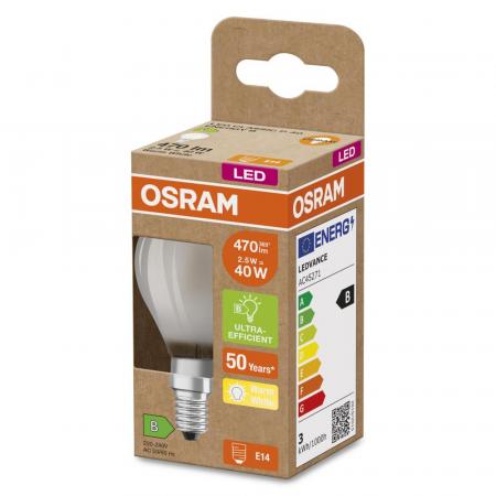 Osram E14 LED Tropfenlampe CLASSIC besonders effizient 2,5W wie 40W 2700 K warmweißes Licht matt